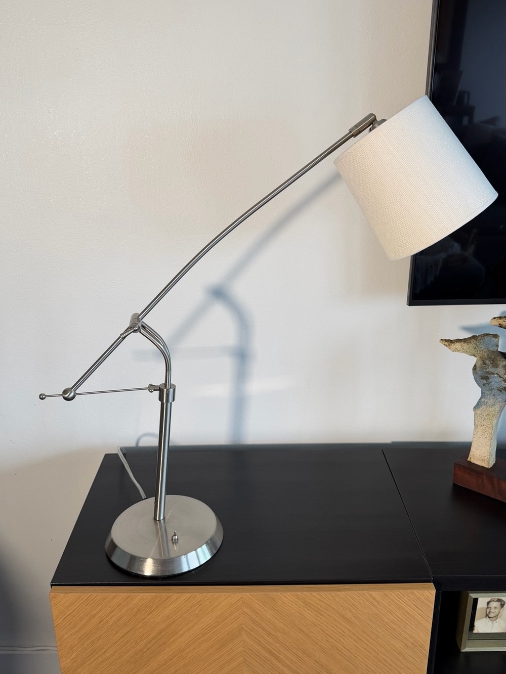 Adjustable Metal Task Lamp with White Shade